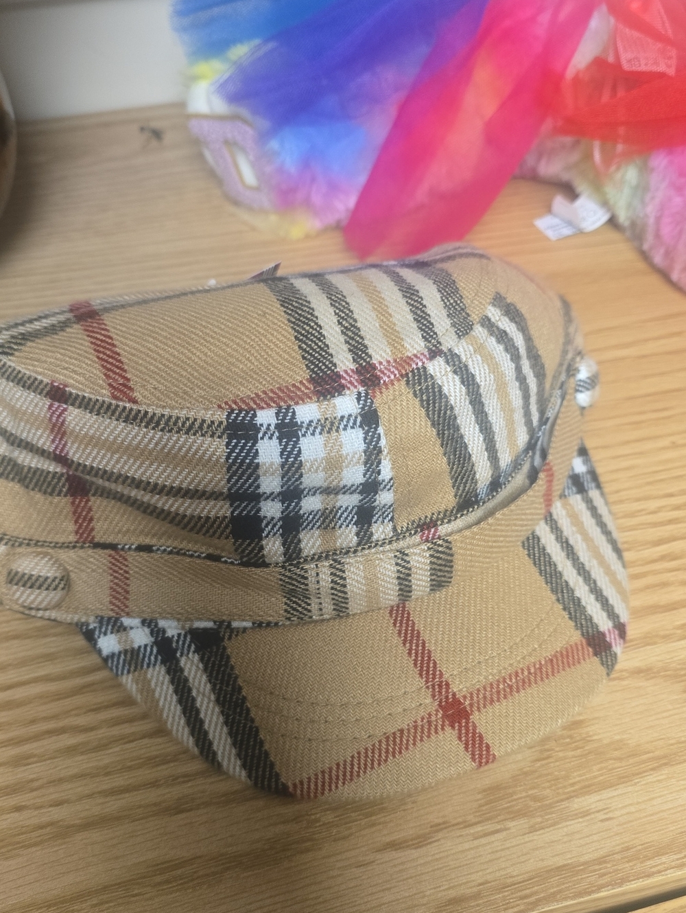 Beige Plaid Newsboy Cap - Classic Pattern